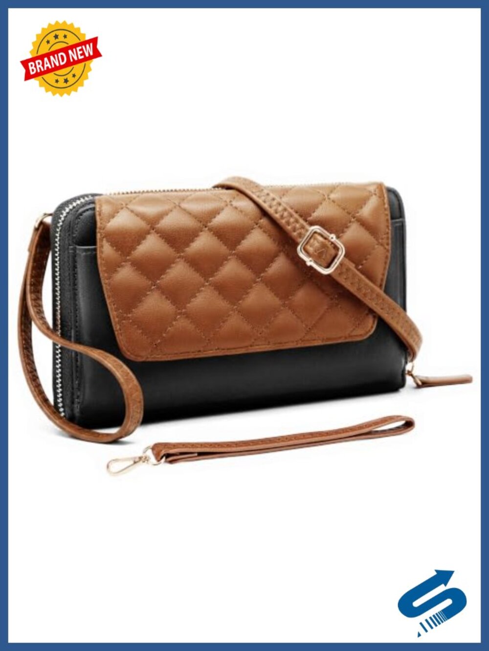 Women's RFID Wristlet Crossbody Wallet Phone Purse with Vegan Leather